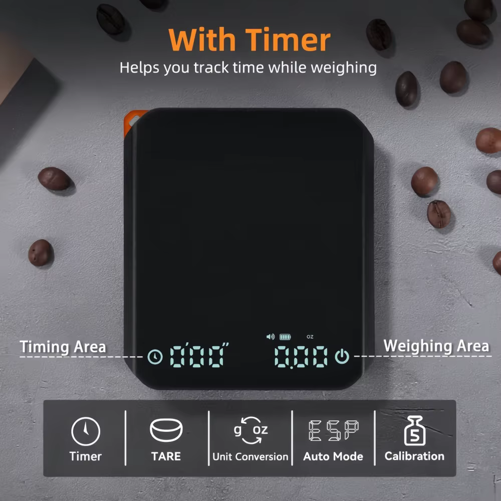 Mini balance à café avec écran LED, charge USB, minuterie, portable, haute précision, professionnelle, pour la maison, la cuisine, le café, accessoires à café