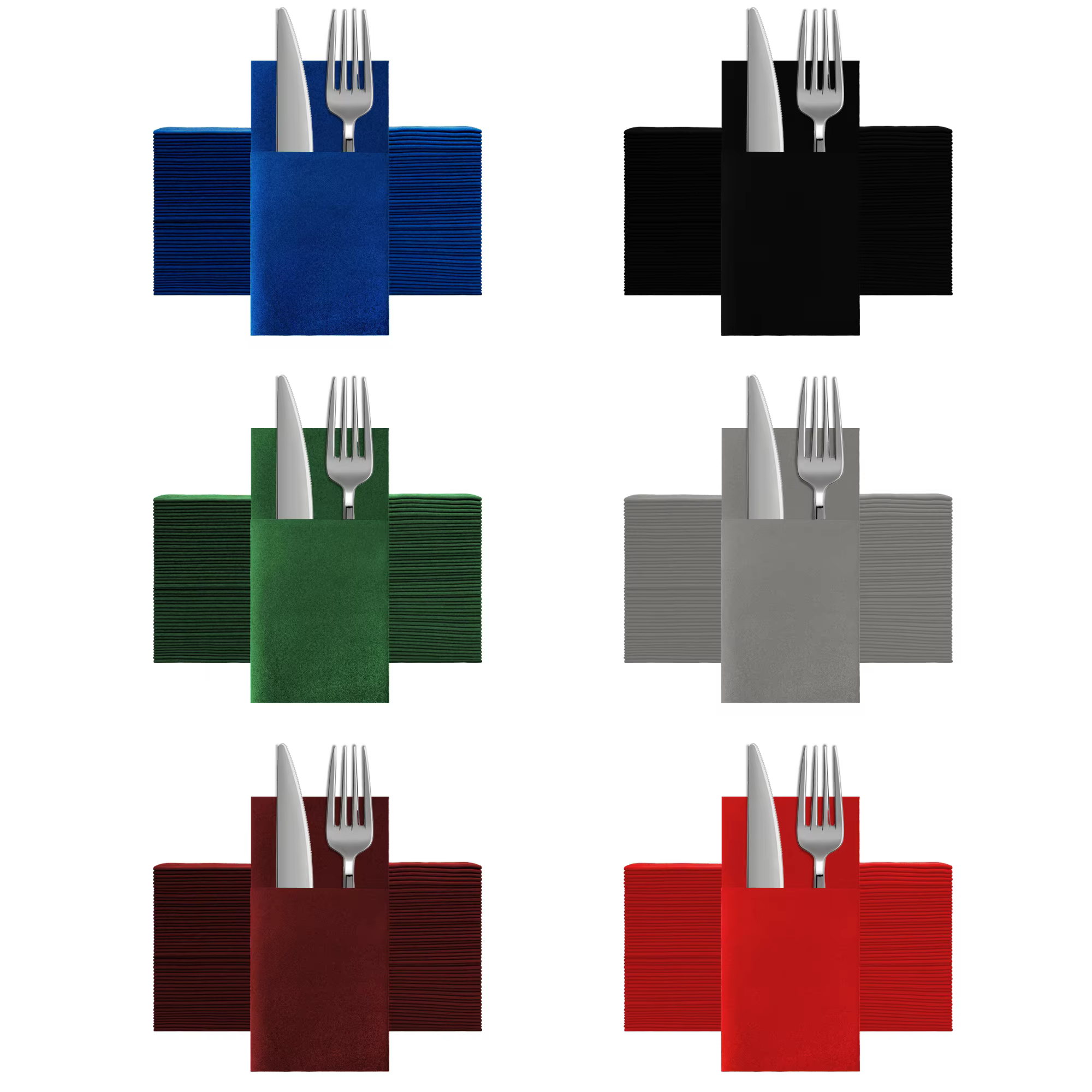 JINYUDOME 25/50 pièces Serviettes de table jetables colorées avec pochette intégrée pour couverts