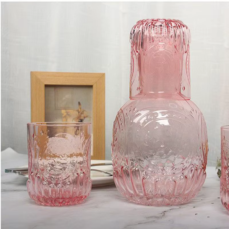 Ensemble bouilloire à eau froide en verre gaufré
