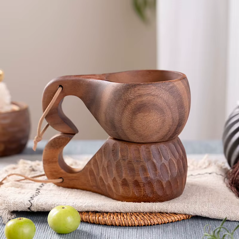 (1 pièces) petite tasse à lait créative en bois 6/8oz 180-240ml