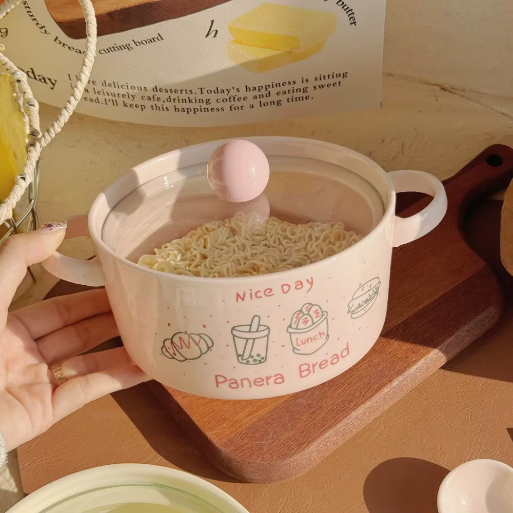 Bol Ramen Boba Kawaii avec cuillère et baguettes