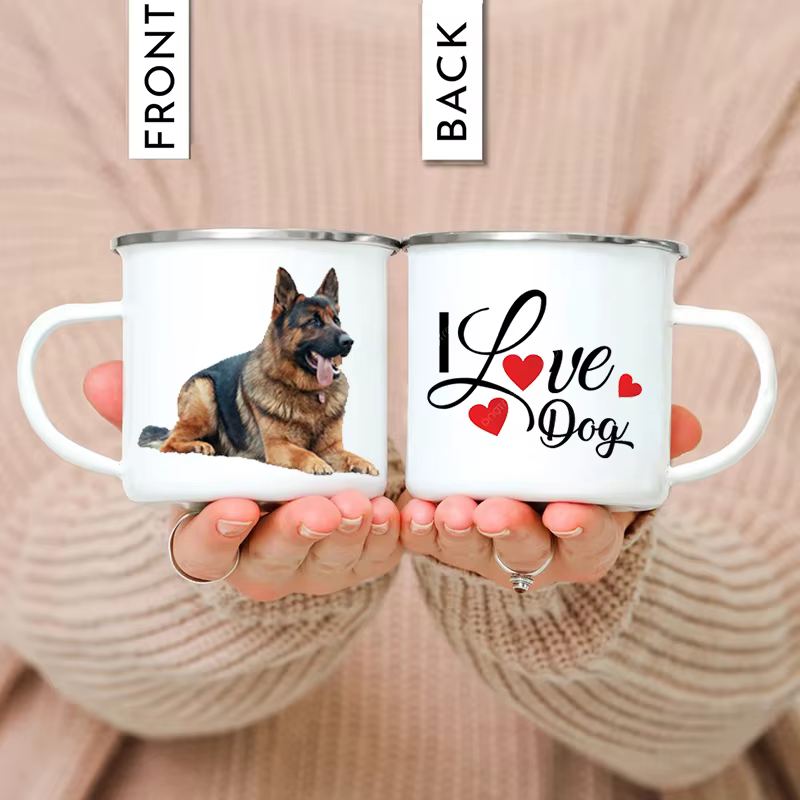 Impression de tasse en émail personnalisée avec photo et texte de LOGO