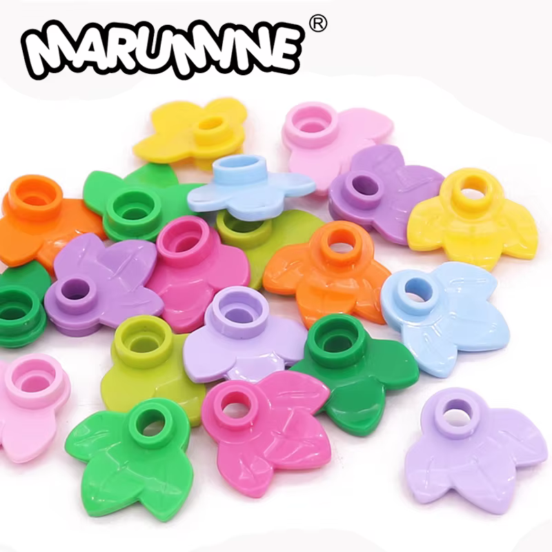 Marumine 32607 1x1 plaque ronde avec 3 feuilles 100 pièces blocs de construction pièces MOC briques arbre plante Compatible assemble des particules