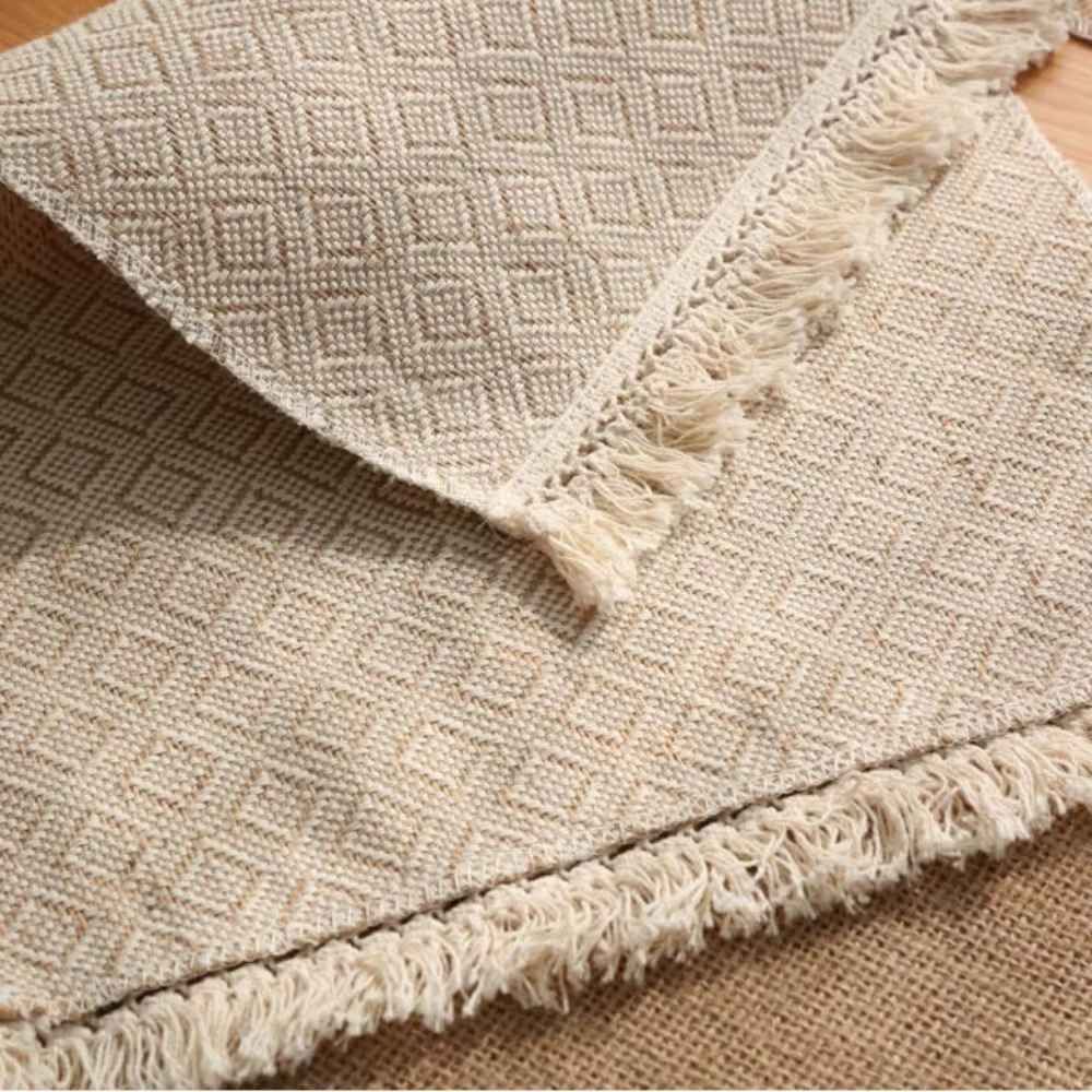Napperons en lin kaki, tapis de Table à dîner avec dentelle