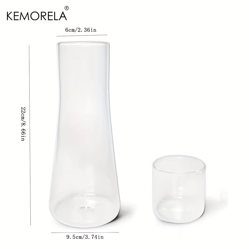 1/2 pièces 30oz clair haute teneur en verre Borosilicate jeu de Carafe d'eau de chevet avec gobelet-broche