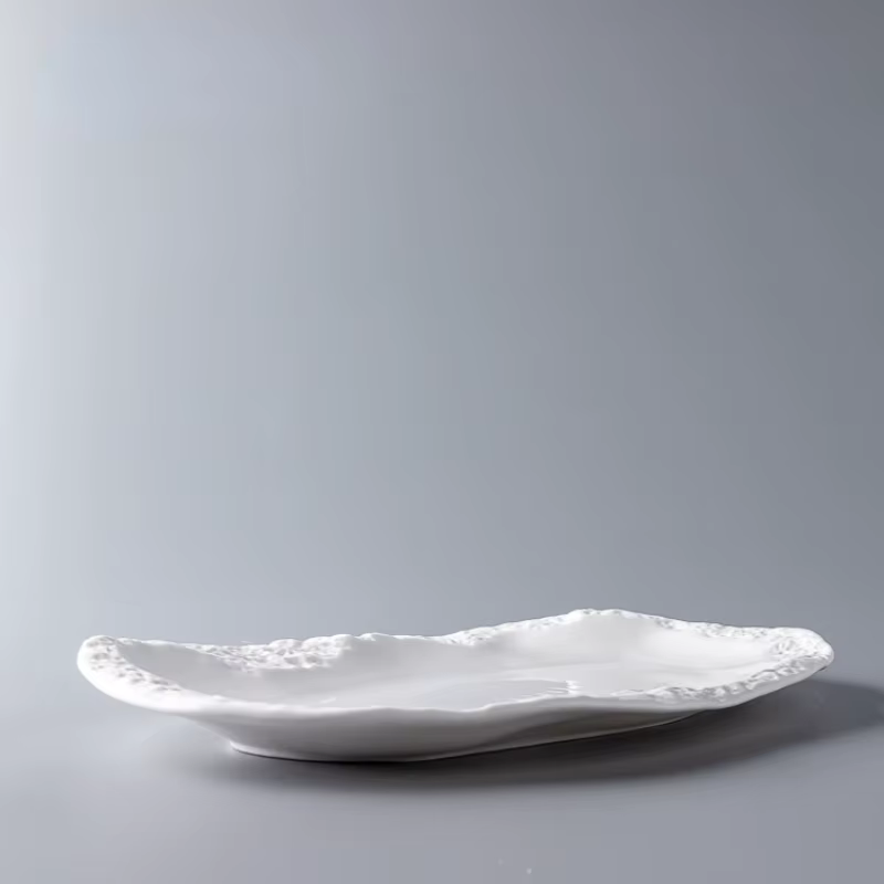 Assiette de nourriture occidentale en céramique avec motif de pierre