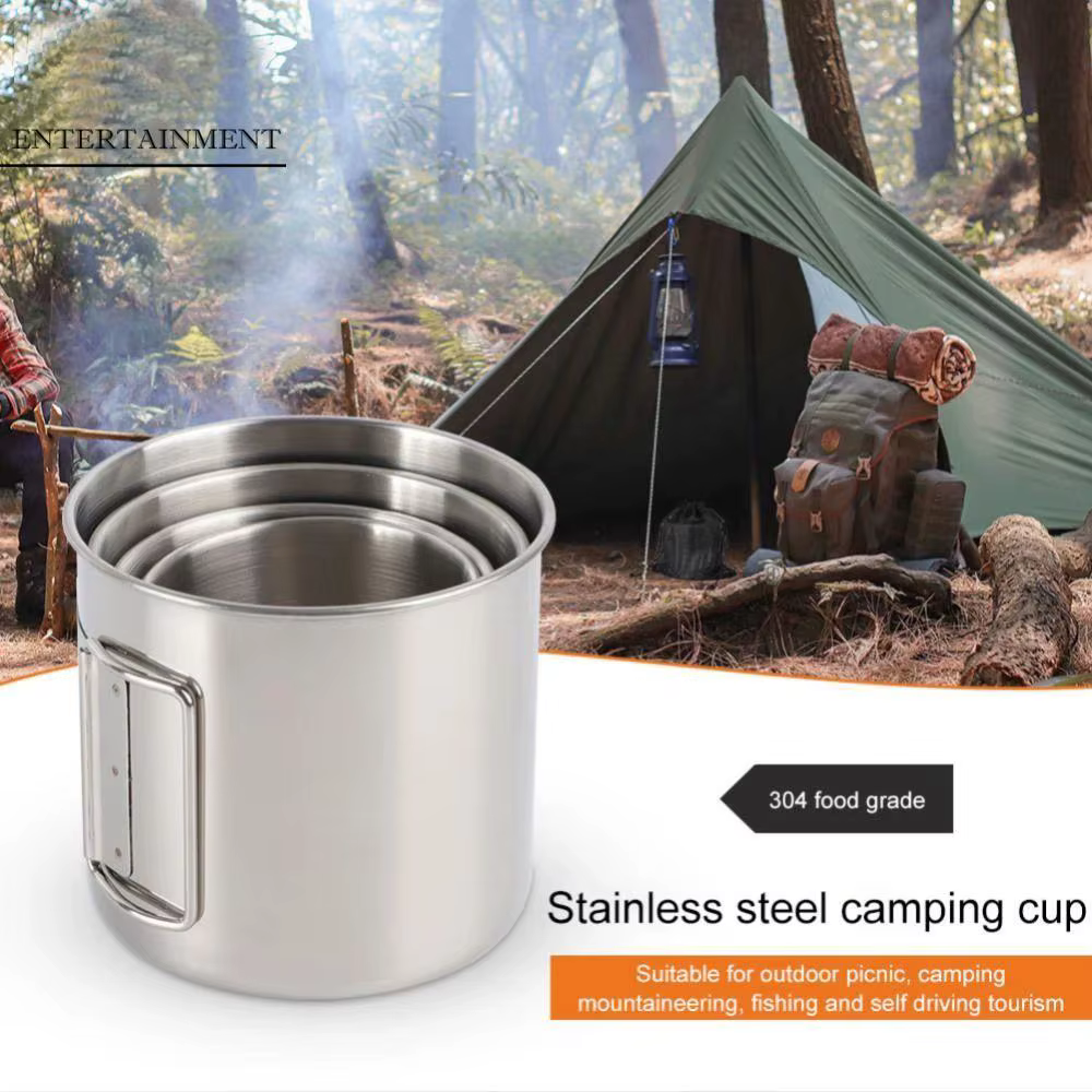 Tasses tasse à boisson ustensiles de cuisine de voyage tasse en acier inoxydable tasse touristique vaisselle extérieure tasse d'eau potable ustensiles de pique-nique tasse de Camping