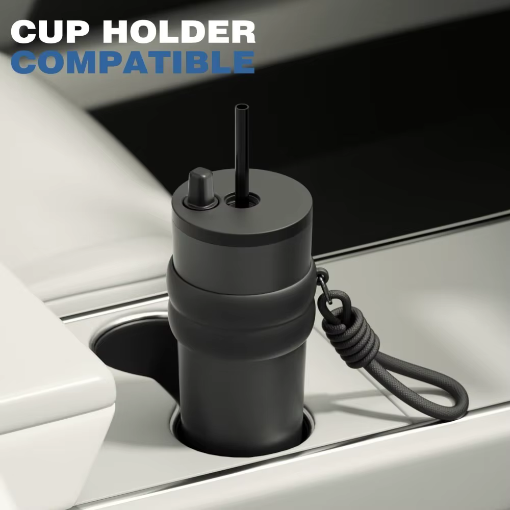 Thermos de voyage 700 ml/23 oz avec paille et couvercle anti-fuite