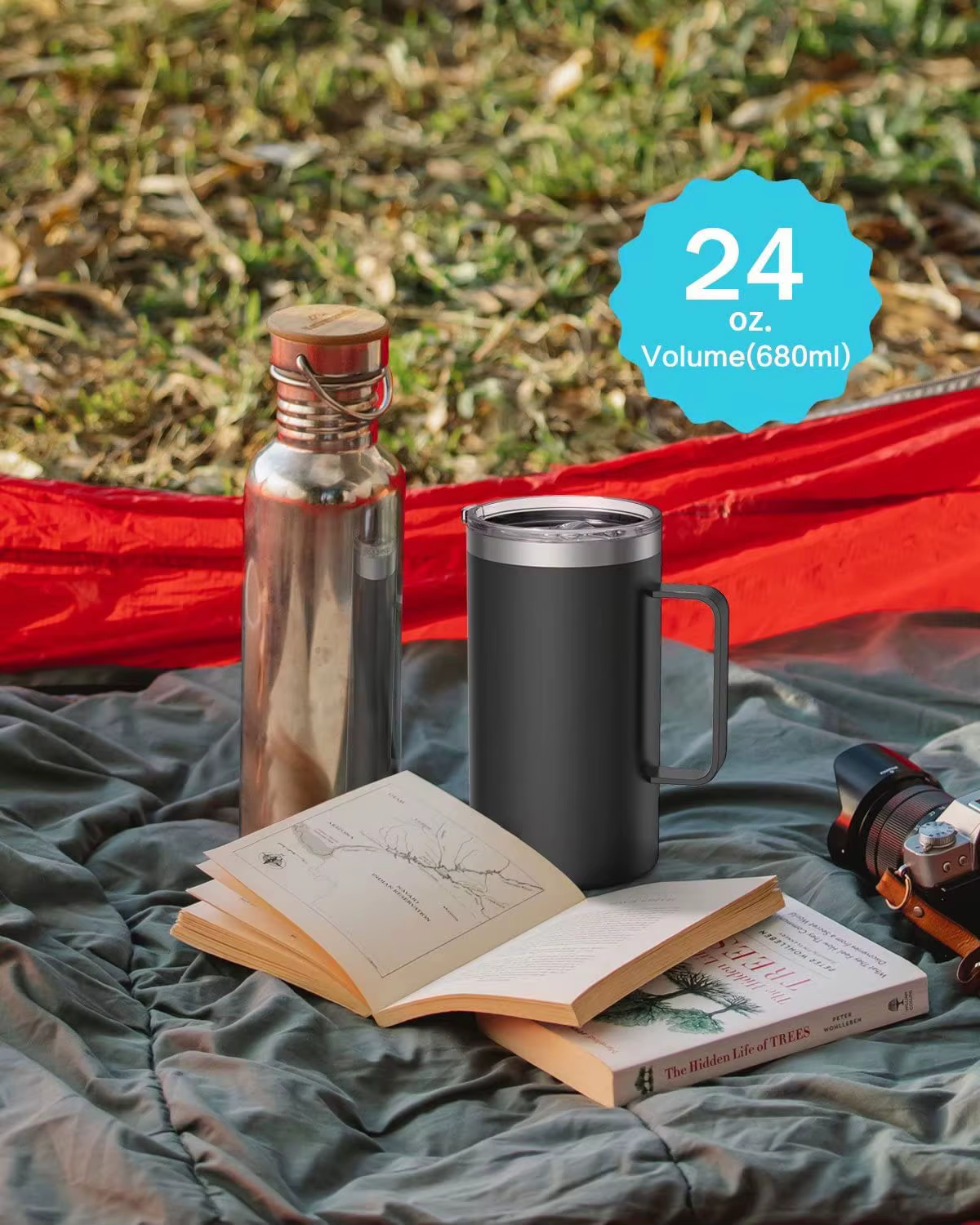 Tasse à café isolée 24oz 680ml avec couvercle