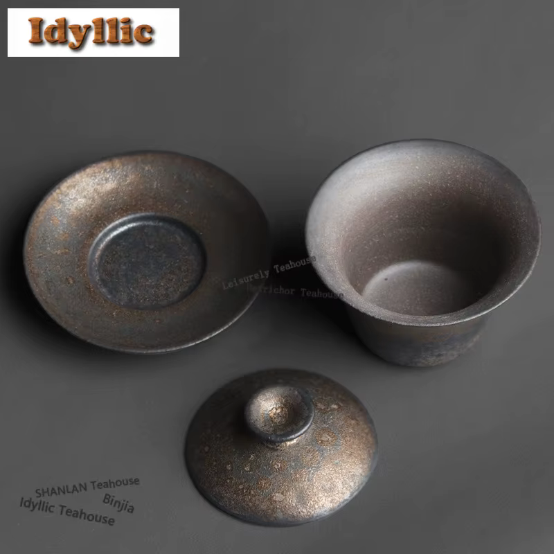 Gaiwan Sancai Noir et Or 150 ml en Céramique Fumée
