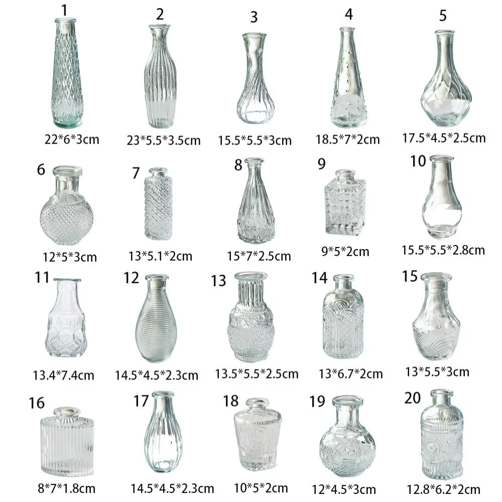 Vase en verre vintage en relief pour plantes hydroponiques transparentes