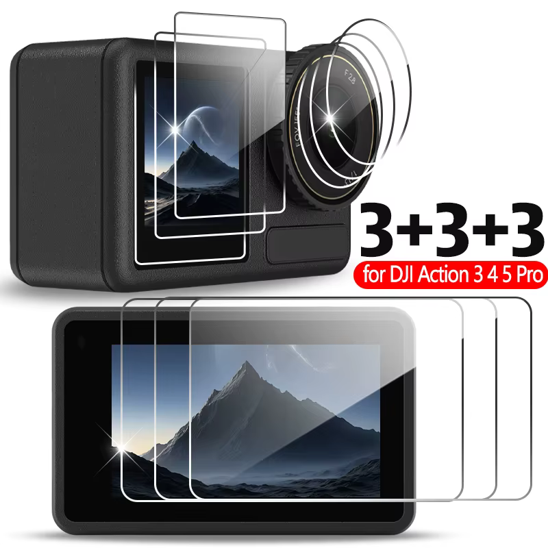 Protecteur d'écran HD pour DJI Osmo Action 6 5 4 3 Action 5 Pro, Film de protection d'objectif de caméra en verre trempé Ultra-clair, accessoires