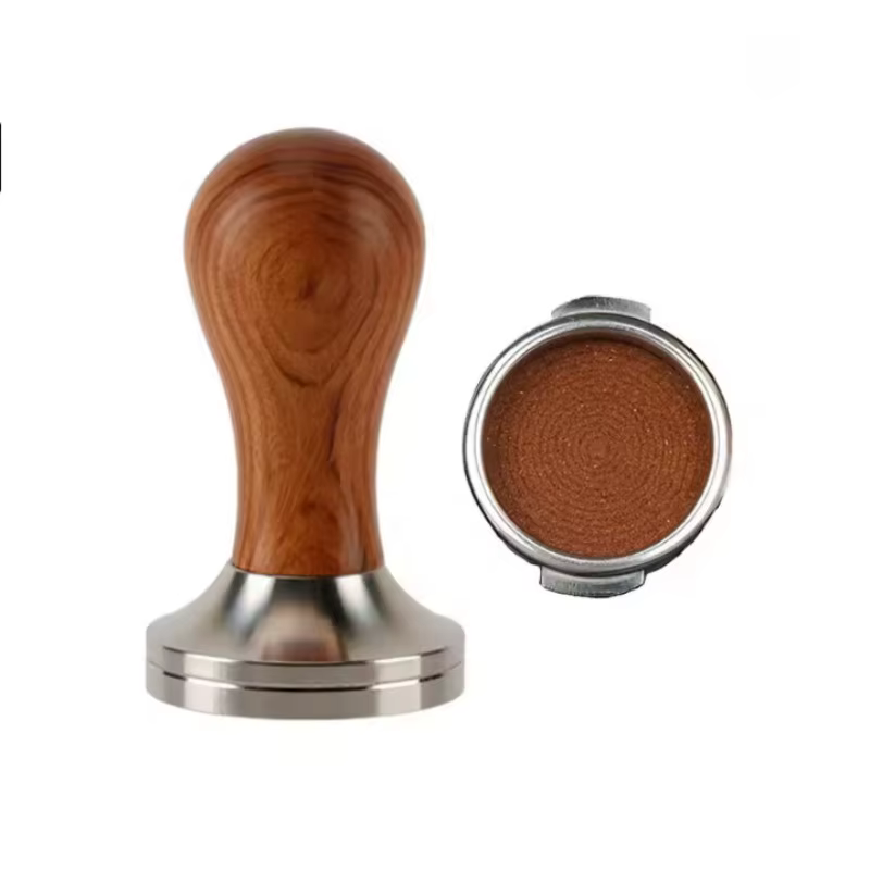 Presse à café poudre marteau manche en bois massif 304 acier inoxydable