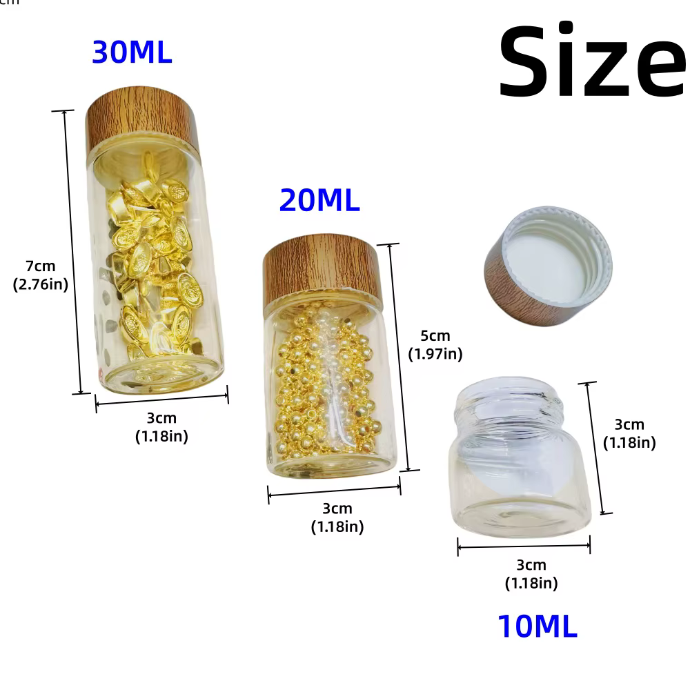 Mini bouteille en verre scellée - Couvercle imitation bois