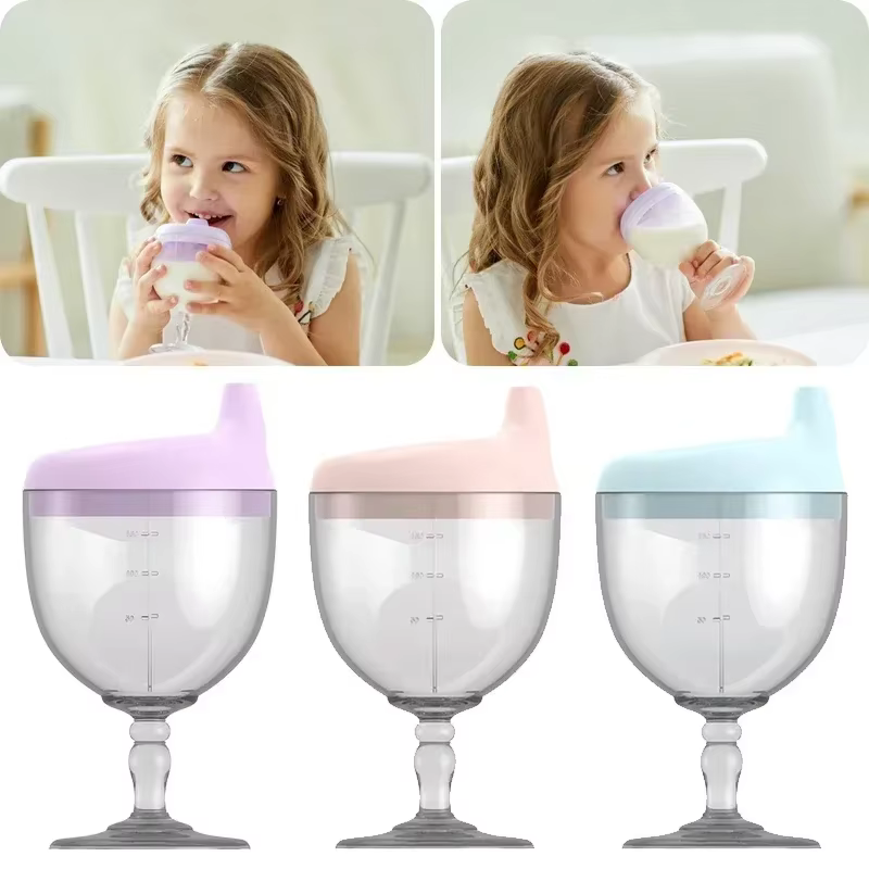 Nouveauté verre à vin en forme de Sippy tasse avec couvercle 150ml bébé apprentissage bouteille à boire enfants Toldder biberon d'allaitement gobelets d'alimentation pour nourrissons