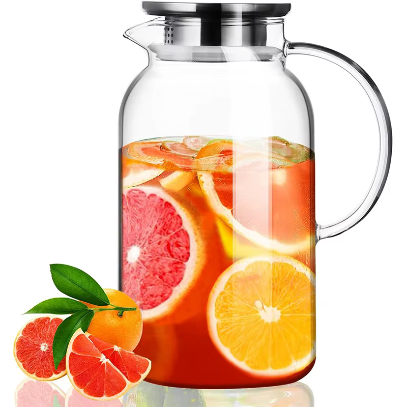 LiLac 1.8L pichet en verre avec couvercle rayures verticales