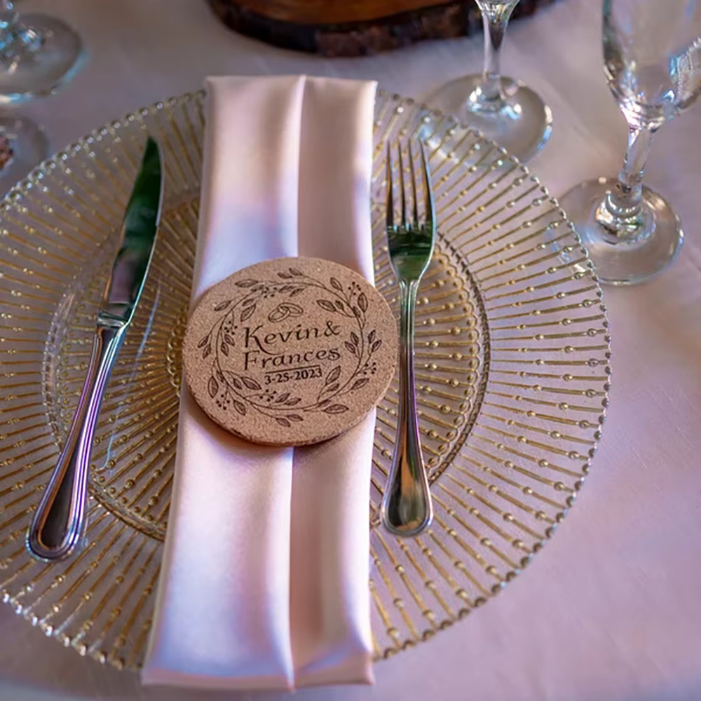 10 pièces dessous de verre de mariage personnalisés