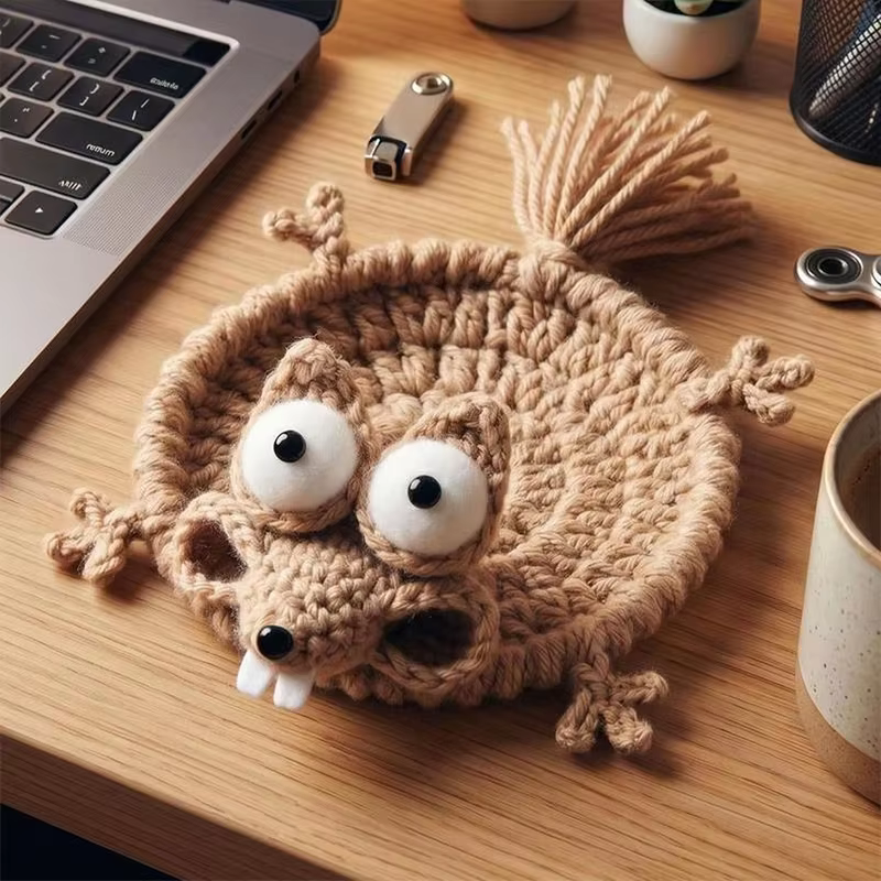 Sous-verres en crochet faits main avec des animaux mignons