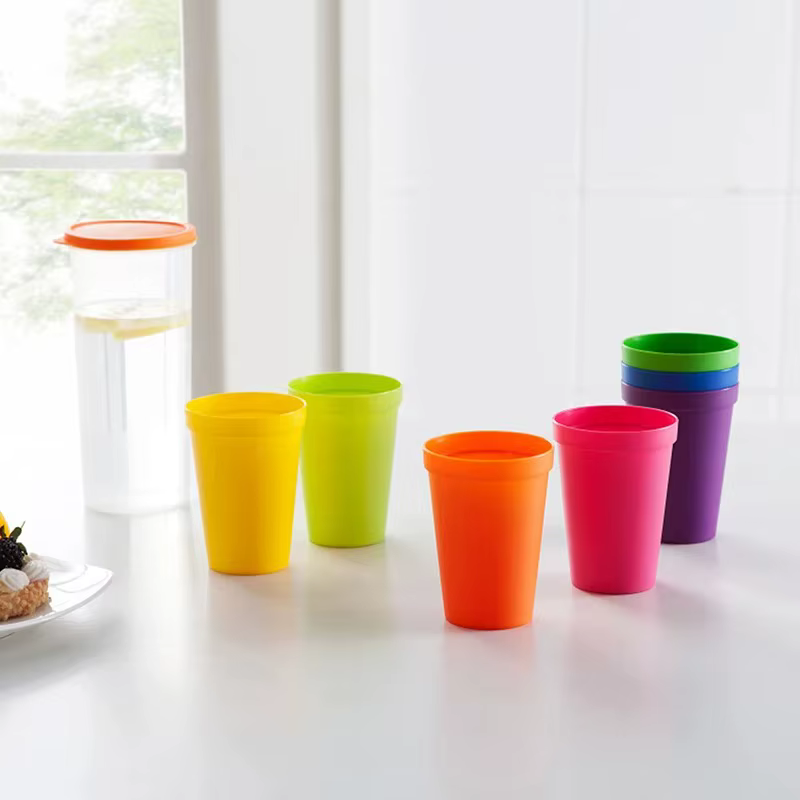Lot de 14 gobelets en plastique arc-en-ciel réutilisables – Tasses à eau portables