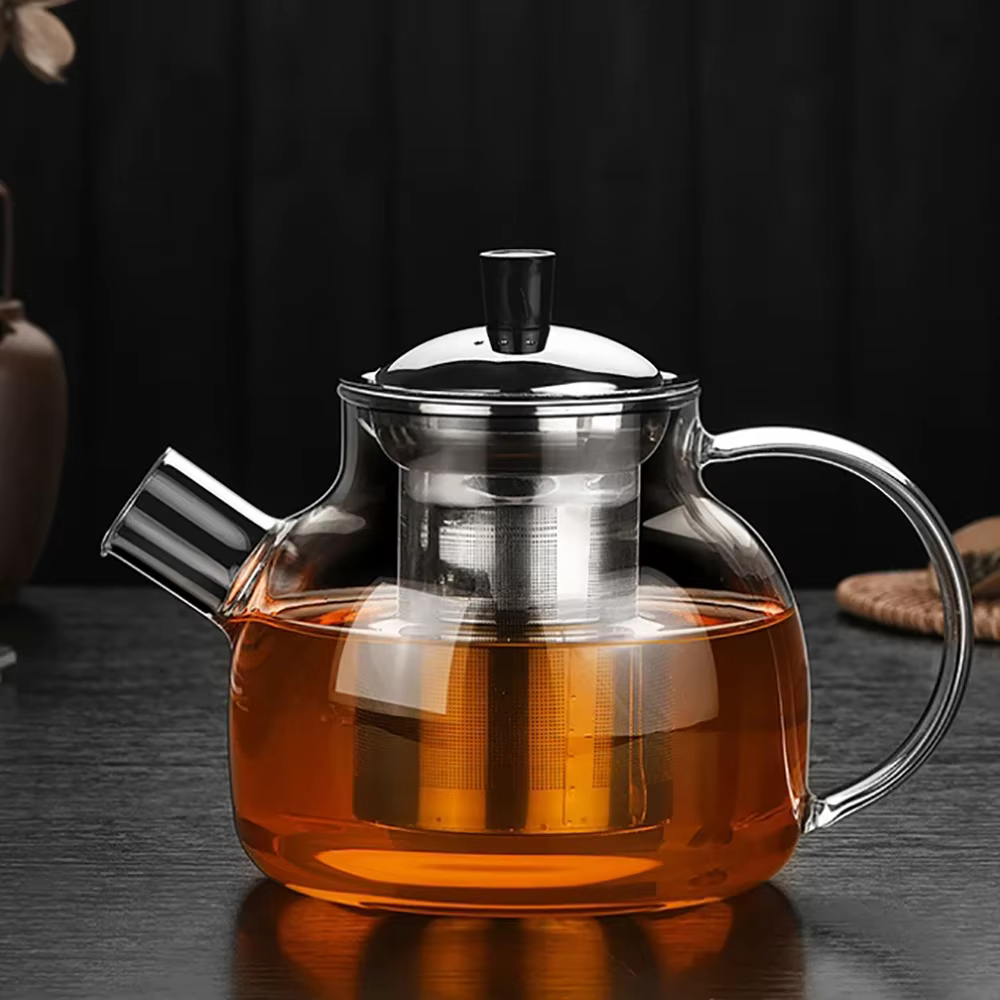 Théière en verre 800/1500ml avec infuseur en acier inoxydable