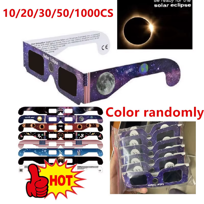 Lunettes d'éclipse solaire en papier, sûres pour l'observation directe du soleil, 10/20/30/50/100 pièces, pour observer les éclipses totales et partielles, vente en gros