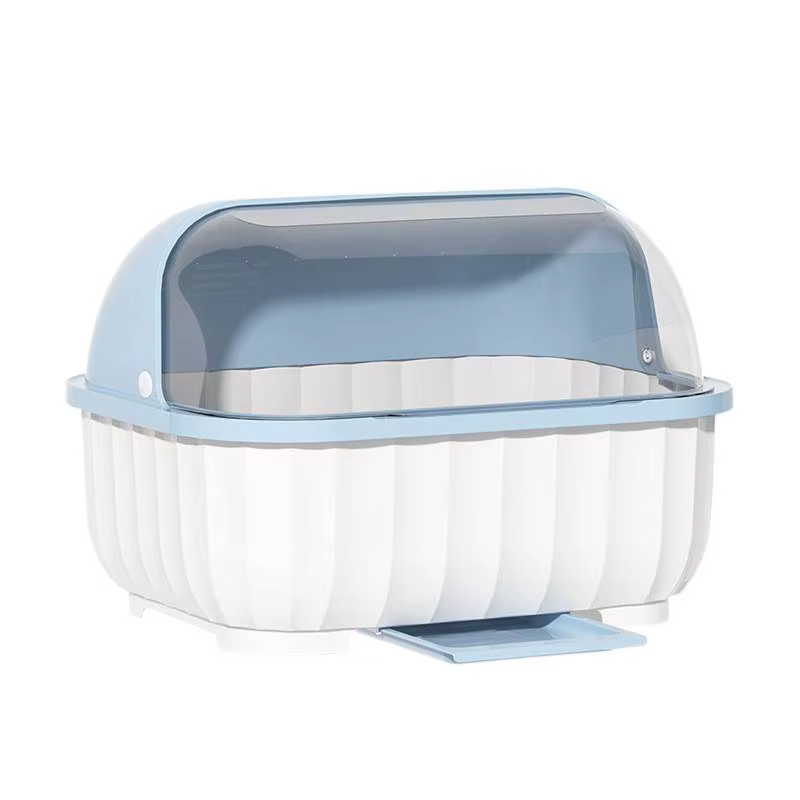 Égouttoir à vaisselle en plastique avec couvercle