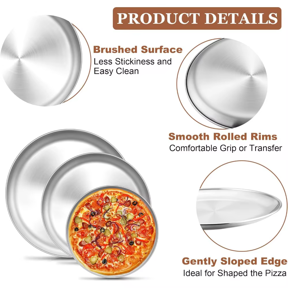 Plaque ronde en acier inoxydable pour barbecue coréen, 8/9/10/12 pouces, pour la cuisson au four, sain et Durable, 4 pièces