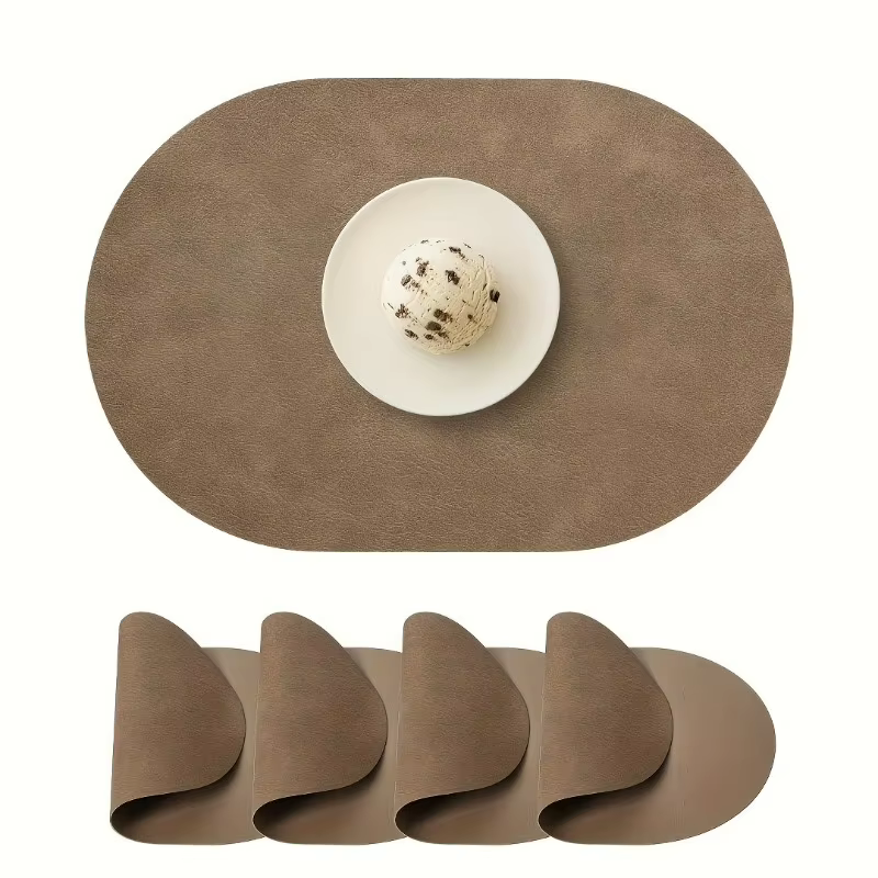 Lot de 4 sets de table ovales en similicuir