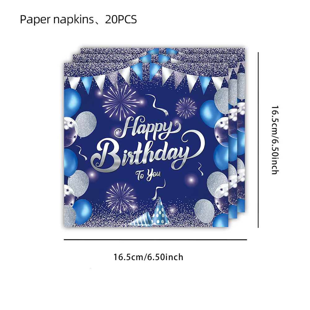 Vaisselle de fête d'anniversaire bleue