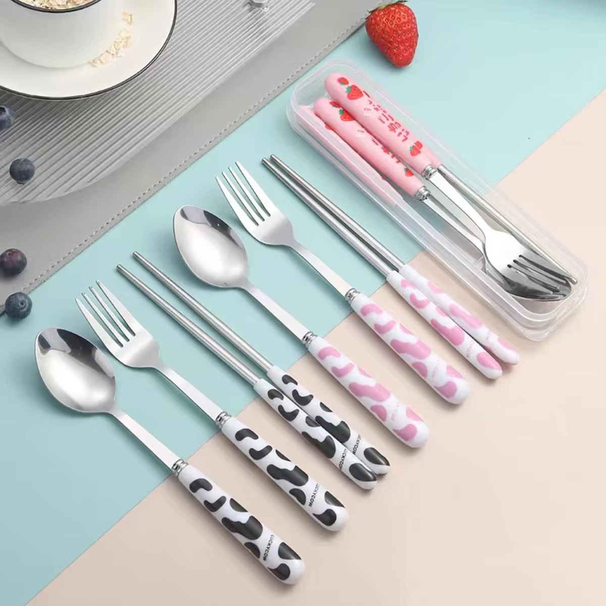 Ensemble de vaisselle Portable 3 pièces avec mallette de rangement