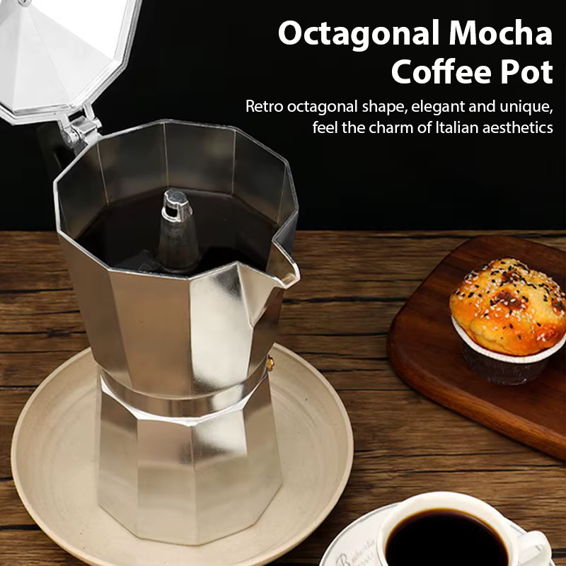 Bouilloire à café en aluminium Latte percolateur maison italienne octogonale Moka cafetière bureau voyage Camping en plein air expresso théière
