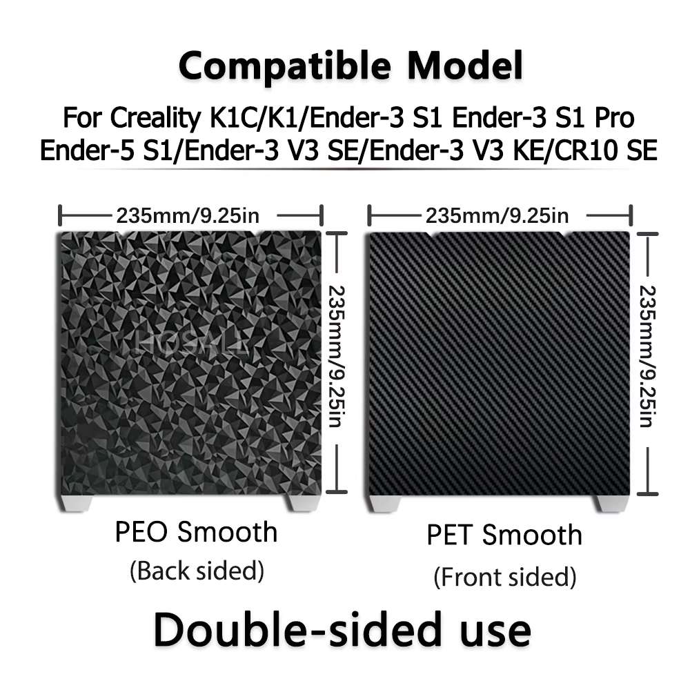 Lit d'impression à ressort en acier, plaque de construction pour Creality K1/K1C/Ender 5 S1/Ender 3 S1 Pro/Ender 3 S1/Ender V3 KE/Ender3 V3 SE PEI