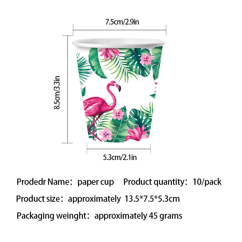 Vaisselle rose flamant rose et ananas avec motifs de palmiers