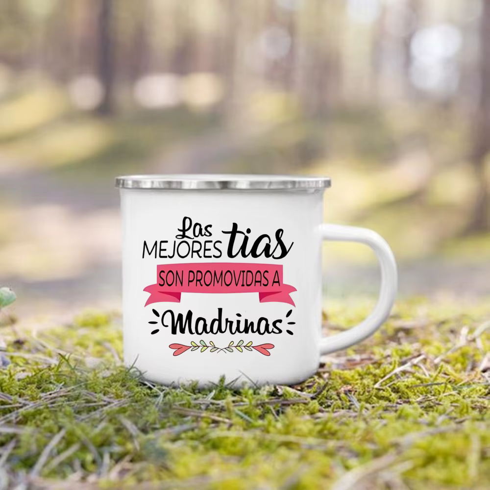 Tasse imprimée promu à la marraine/père