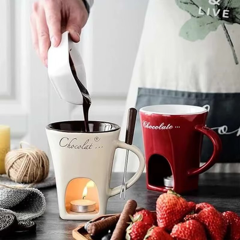Mug en céramique européen pour faire fondre le chocolat et le fromage