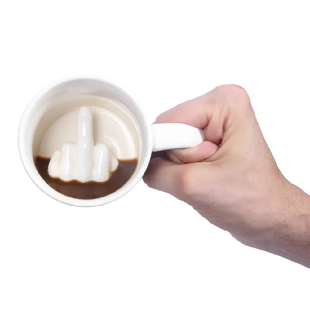 Tasse à Café Créative en Céramique avec Doigt du Milieu