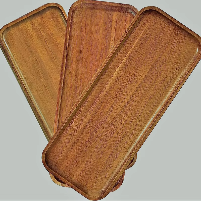 Vaisselle assiette à Dessert ronde en bois massif plateau
