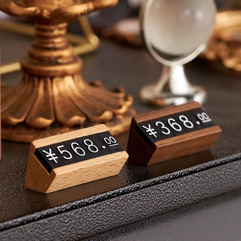 Plaque verticale en bois massif, étiquette de prix haut de gamme, pour tabac, vin, thé, produits de beauté