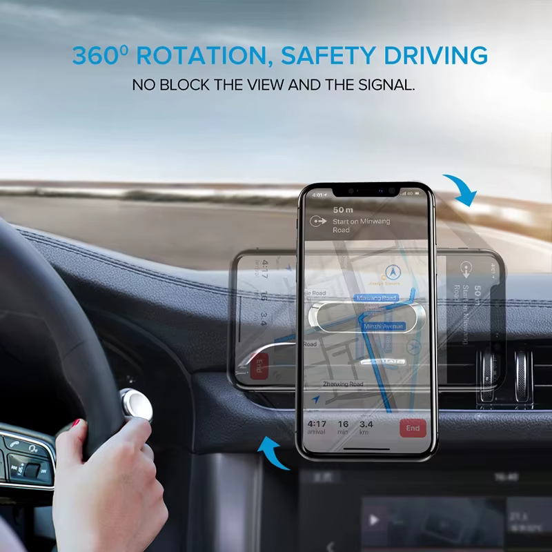 Support magnétique pour téléphone de voiture, rotatif, mini, en forme de bande, support en métal, aimant puissant, support GPS pour voiture pour iPhone 16 Xiaomi Huawei Samsung