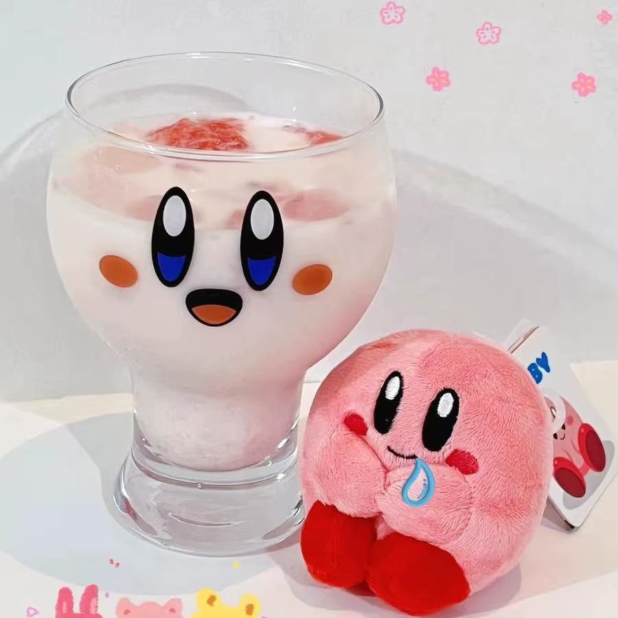 Tasse à eau en verre Kirby, motif dessin animé mignon, grande capacité, pour jus et lait, nouvelle collection, design créatif exquis, ensemble familial