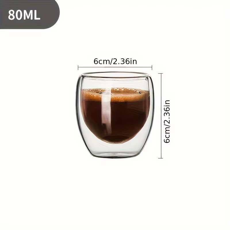 6 pièces Double paroi tasse en verre 80ml tasses mignonnes