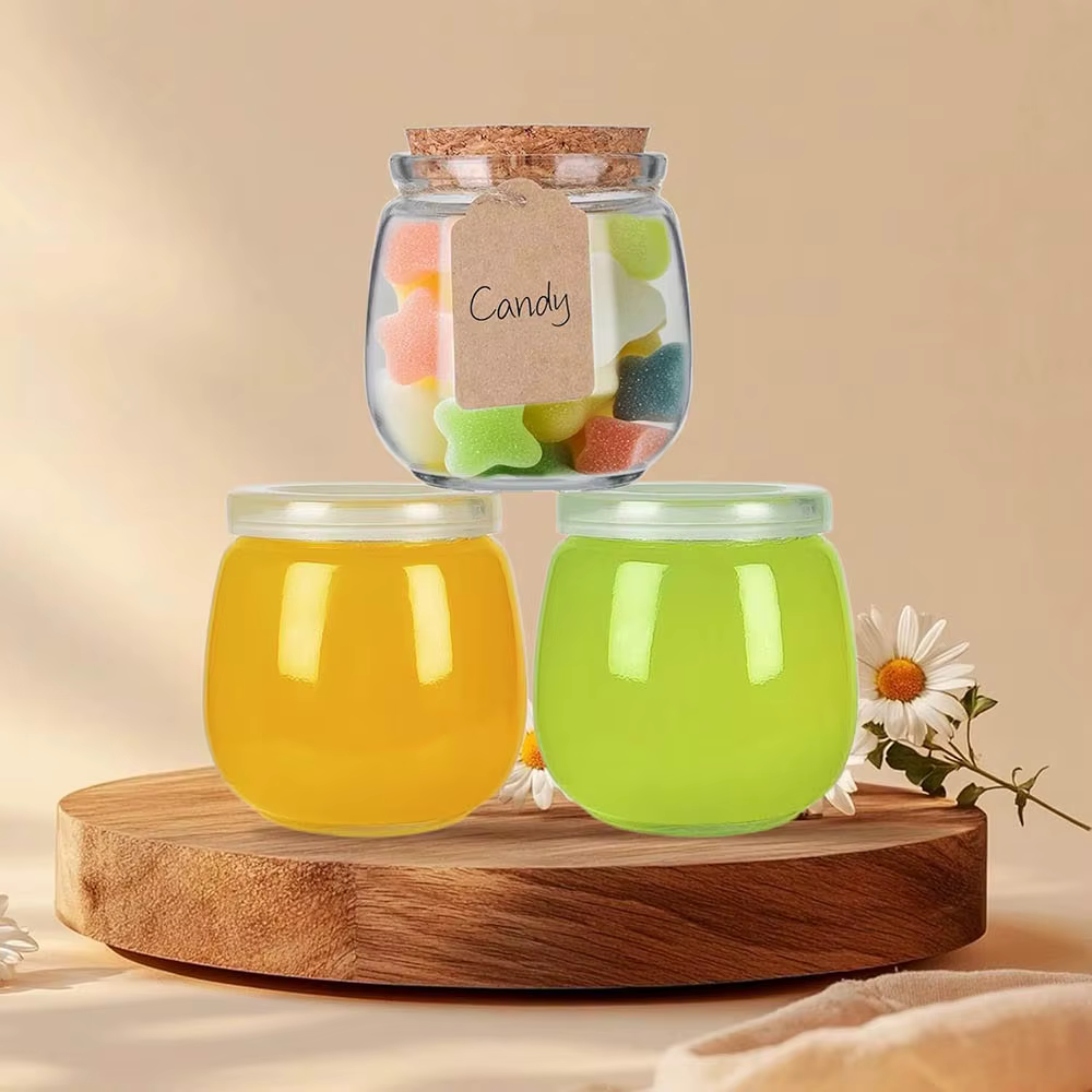 Pots de yaourt en verre de 7oz avec couvercles en liège