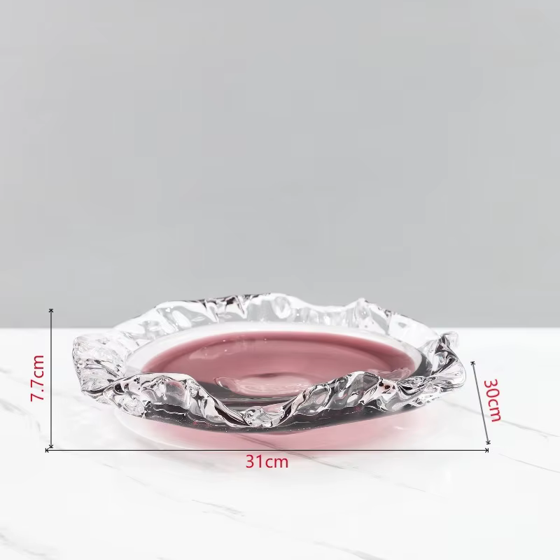 Plateau à fruits en verre plissé en forme de goutte d'eau, conteneur de rangement de bureau, plateau en verre gradué, plateaux décoratifs pour bijoux