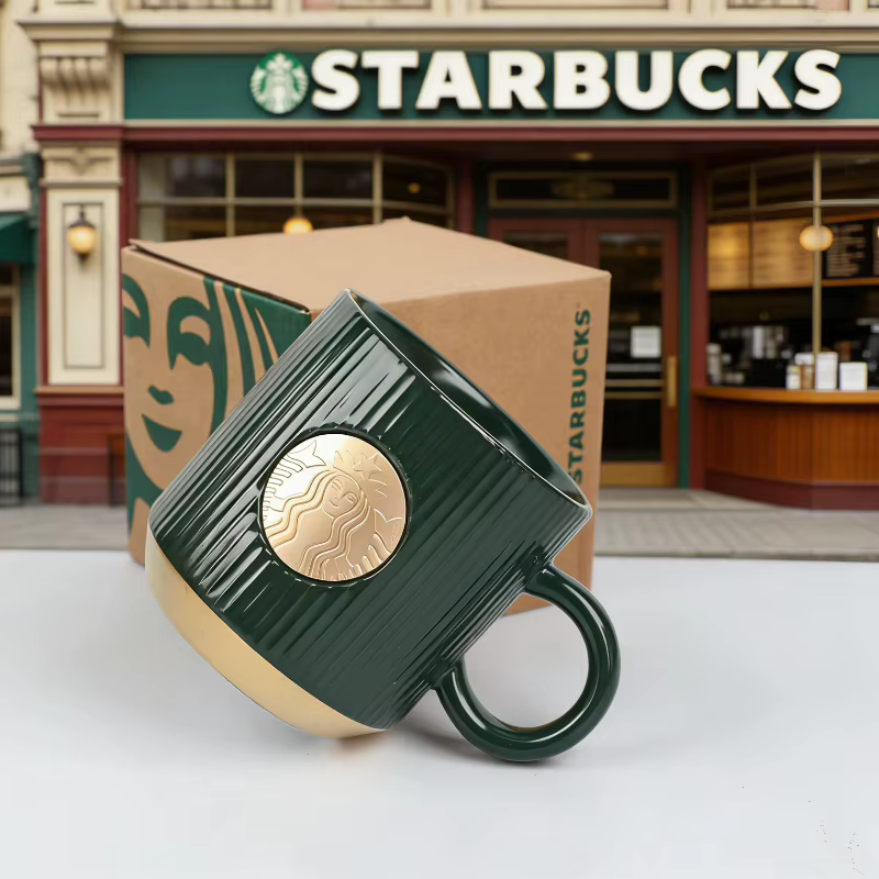 Mug Starbucks rétro à rayures vertes