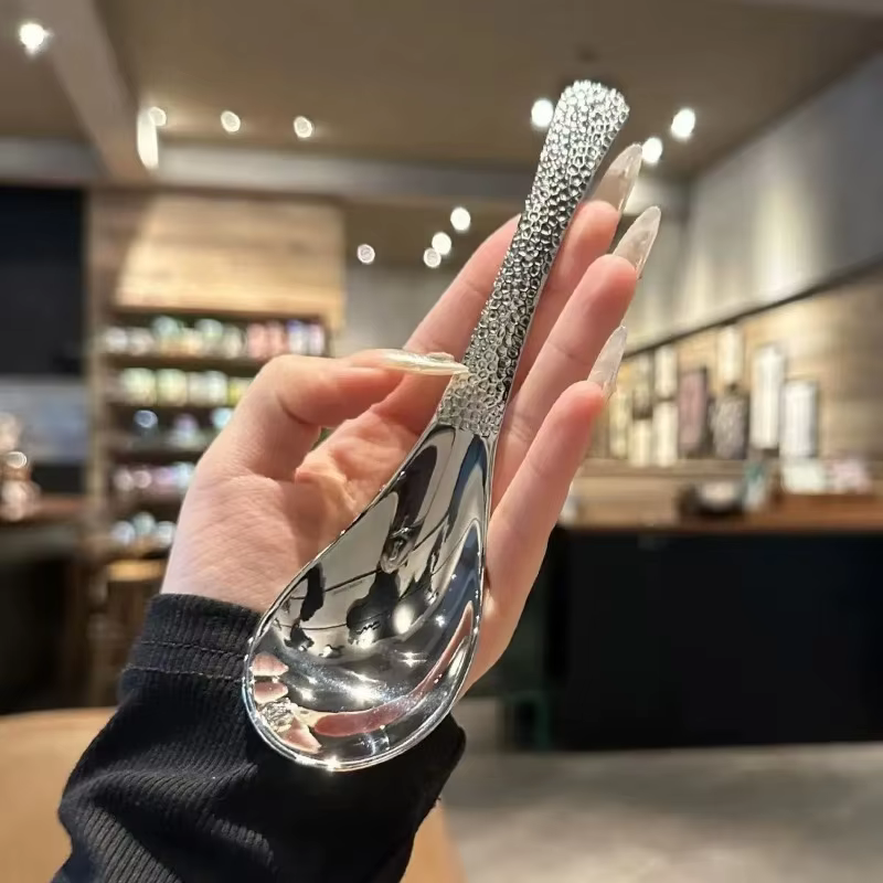 Ensemble de cuillères en acier inoxydable - Couverts polis miroir grande capacité pour desserts