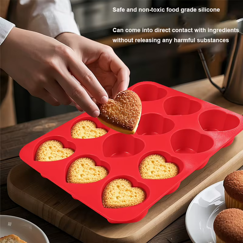 12 tasses moule en Silicone Muffin Cupcake plat de cuisson antiadhésif lave-vaisselle micro-ondes sûr