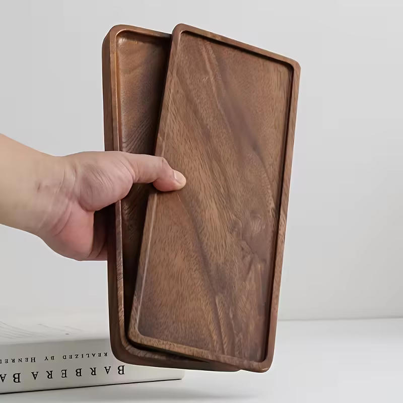 Plateau rectangulaire en bois naturel pour fruits