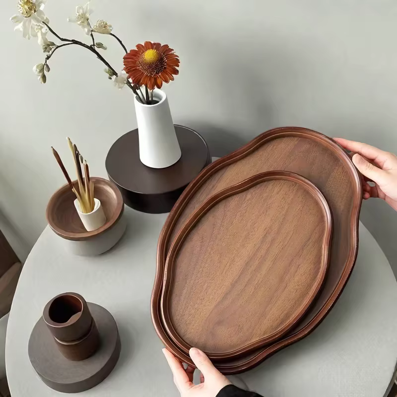 Plateau de service décoratif en bois pour Table basse et décoration de maison