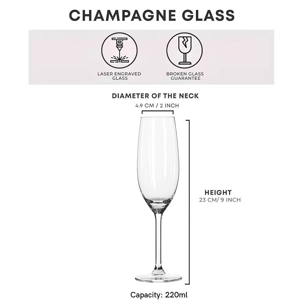 Ensemble de 2 verres à champagne personnalisés gravés