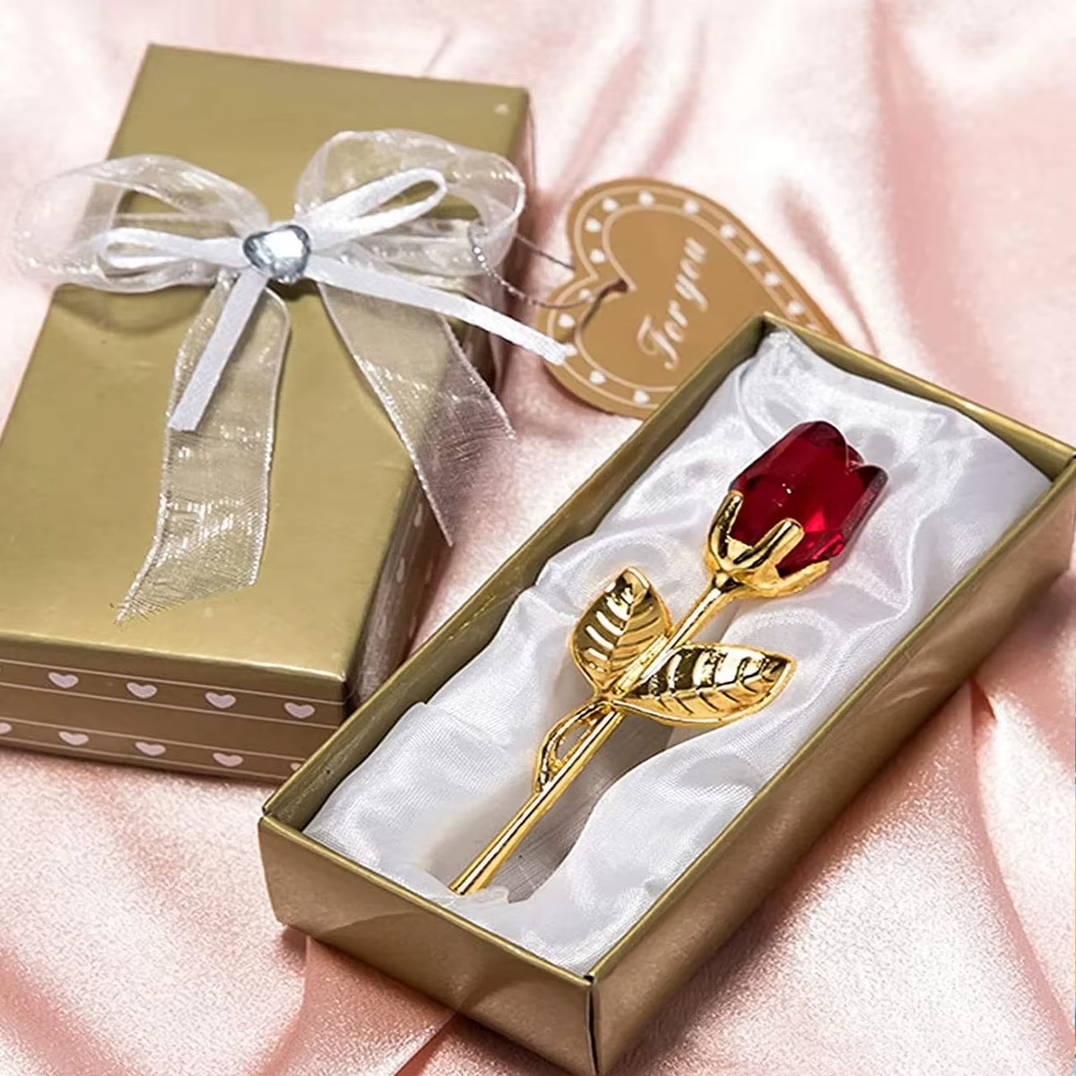 Mini fleur artificielle en cristal Rose